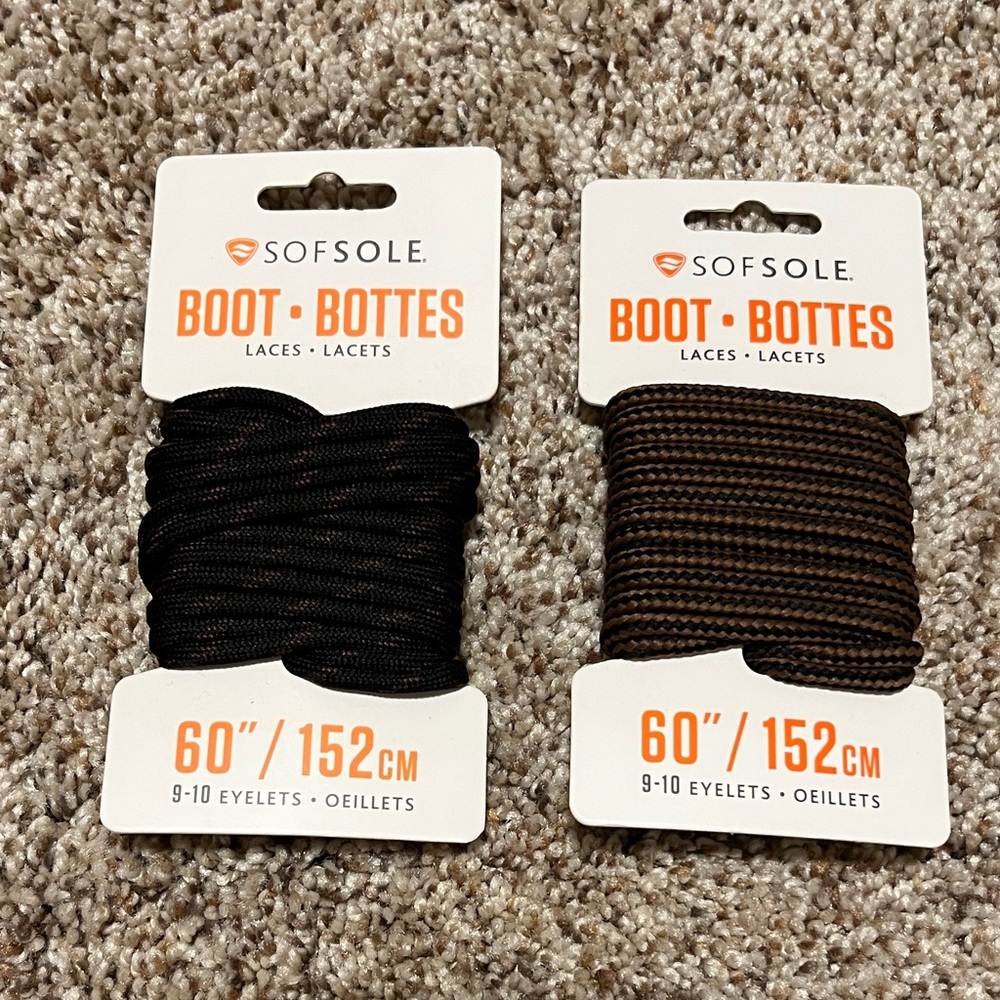 Men's Black and Brown Boot Laces
